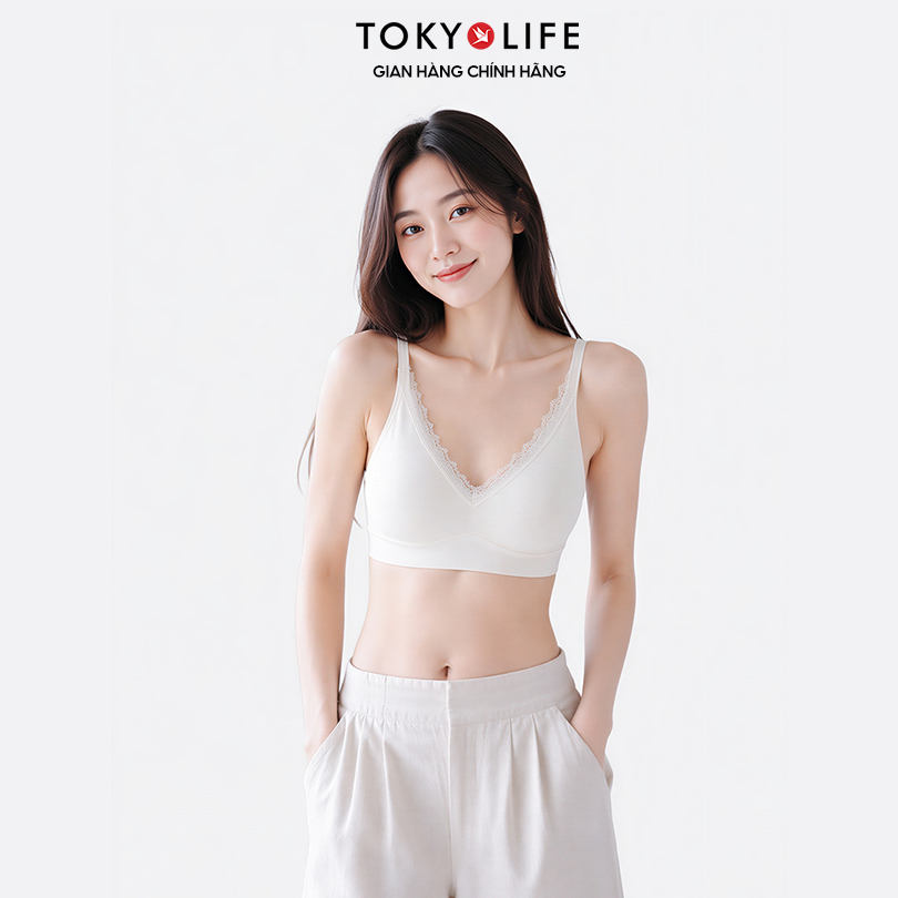 Áo Bra Nữ TOKYOLIFE Tàng Hình Không Viền Không Gọng Phối Ren Mềm Nâng Ngực Thoáng Khí - 40006070