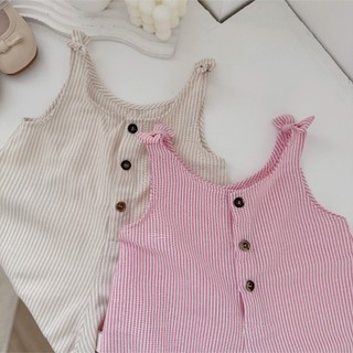 Quần áo trẻ em, Quần yếm sọc hồng và be cho bé gái 9-21kg Q232 Tiểu Yến KID