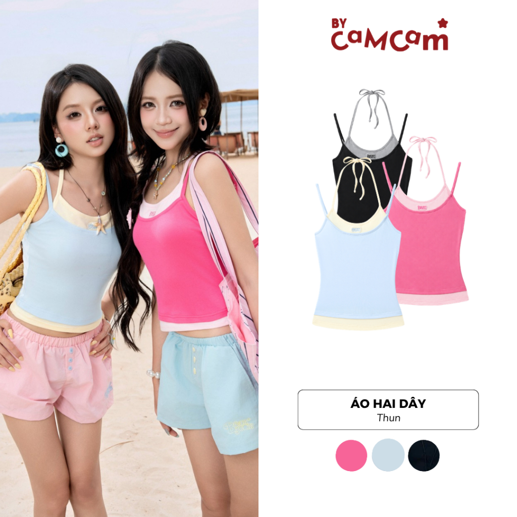 [BST STAY SUMMER] Áo 2 Dây Layer Mùa Hè 𝑩𝒚𝒄𝒂𝒎𝒄𝒂𝒎 Áo Camisole Phối Dây Thon Dáng (Không Có Đệm Ngực) AKK641