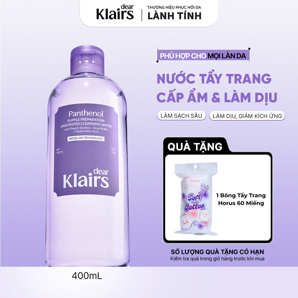 [ĐQ] Nước tẩy trang Dear Klairs Supple Preparation Unscented Cleansing Water 400ml