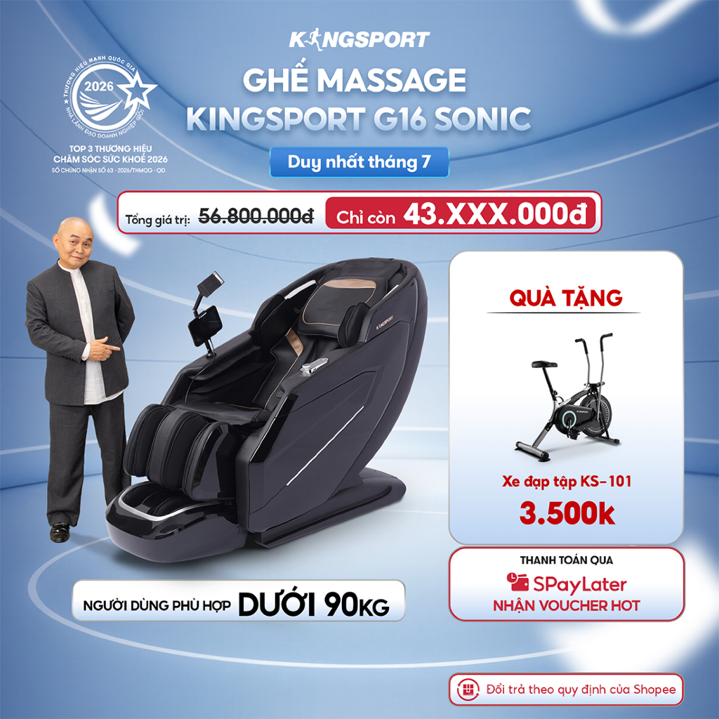 CHỈ GIAO MIỀN BẮC | Ghế massage KINGSPORT G16 Sonic công nghệ Massage Kingtech Touch Pro, 12 bài massage chuyên nghiệp