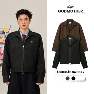 Áo Khoác Da Boxy Phong Cách Trẻ Trung Năng Động GODMOTHER 2025