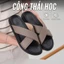 Dép da nam quai chéo CORVIN cao cấp, chống trơn trượt, form công thái học êm chân, không thấm nước