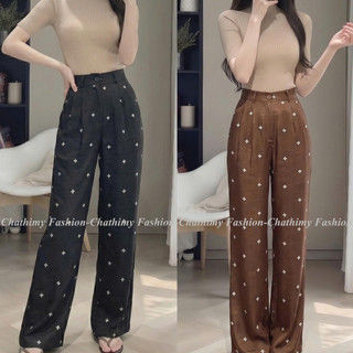 Quần Đũi Thêu Họa Tiết Dáng Suông Ống Vừa Nữ Hàn Quốc - Cạp Cao, Mặc Mát, Dài 90cm/100cm - quần short
