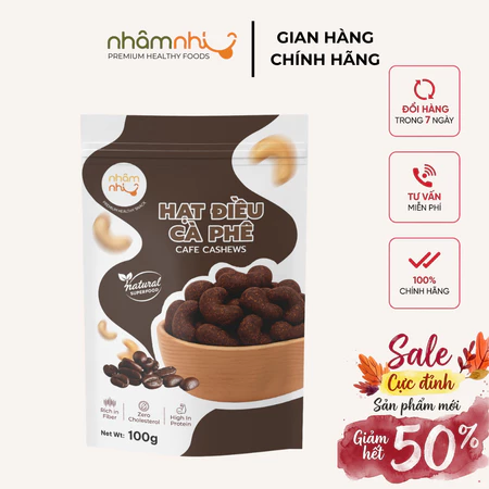 Hạt Điều Nhâm Nhi Vị Cà Phê Coffee Cashews Hạt Dinh Dưỡng Bình Phước Tẩm Cà Phê Tây Nguyên Thơm Đậm Đà 100g