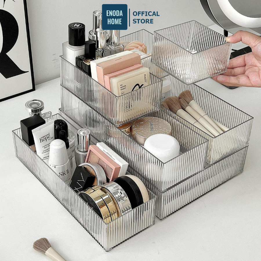 Khay Đựng Mỹ Phẩm Enoda Home Trong Suốt, Khay Đựng Đồ Đa Năng Để Bàn Sang Trọng P030