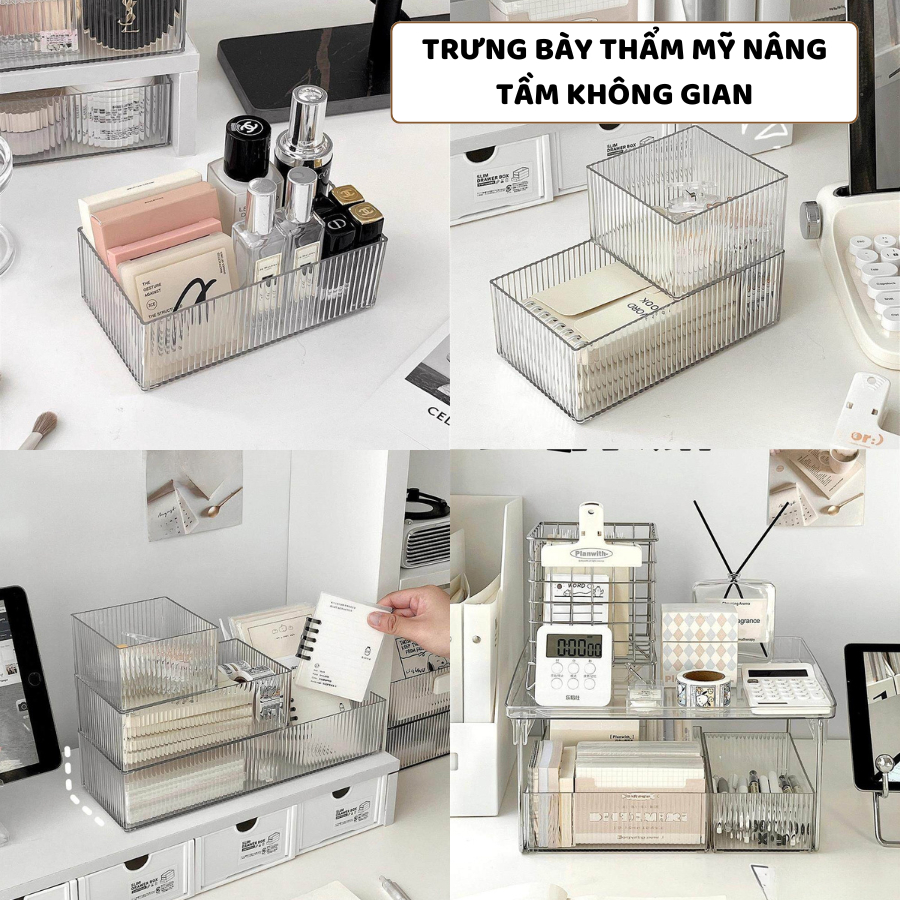Khay Đựng Mỹ Phẩm Enoda Home Trong Suốt, Khay Đựng Đồ Đa Năng Để Bàn Sang Trọng P030