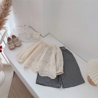 Quần áo trẻ em, Set thô thêu quần caro cho bé gái 9-21kg S2161 Tiểu Yến KID