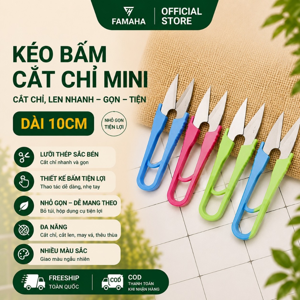 Kéo bấm cắt chỉ dành cho ngành may và mọi gia đình màu ngẫu nhiên sắc bén và bền bỉ