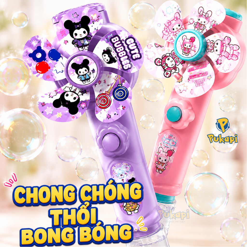 Gậy Bắn Bong Bóng Xà Phòng Gậy Thổi Hoạt Hình Máy Bắn Bong Bóng Công Chúa Vịt Vàng - Đồ Chơi Cho Bé PUKAPI
