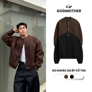 Áo Khoác Dạ Ép Cổ Tàu Phong Cách Retro GODMOTHER 2025 Style Hàn Quốc Form Rộng Tối Giản Lịch Lãm