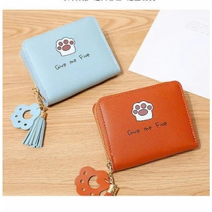 Ví Nữ Mini Cầm Tay Bỏ Túi Khóa Kéo In Hình Chân Mèo Dễ Thương Ví Đựng Tiền Thẻ MUN STORE VCM35