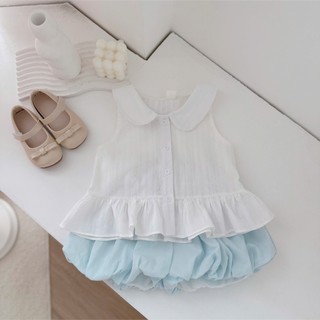 Quần áo trẻ em, Set áo trắng thêu quần dáng bí cho bé gái 9-21kg S2159 Tiểu Yến KID