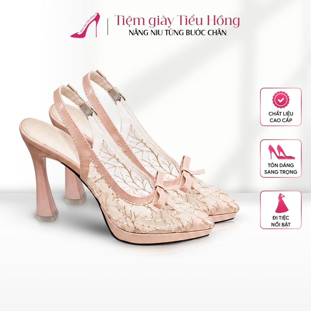 Giày Cao Gót Nữ Gót 11cm Đúp Mũi Ren Lưới Sương Mai Giày Gót Cao Sang Trọng Tiệm Giày Tiểu Hồng TH47