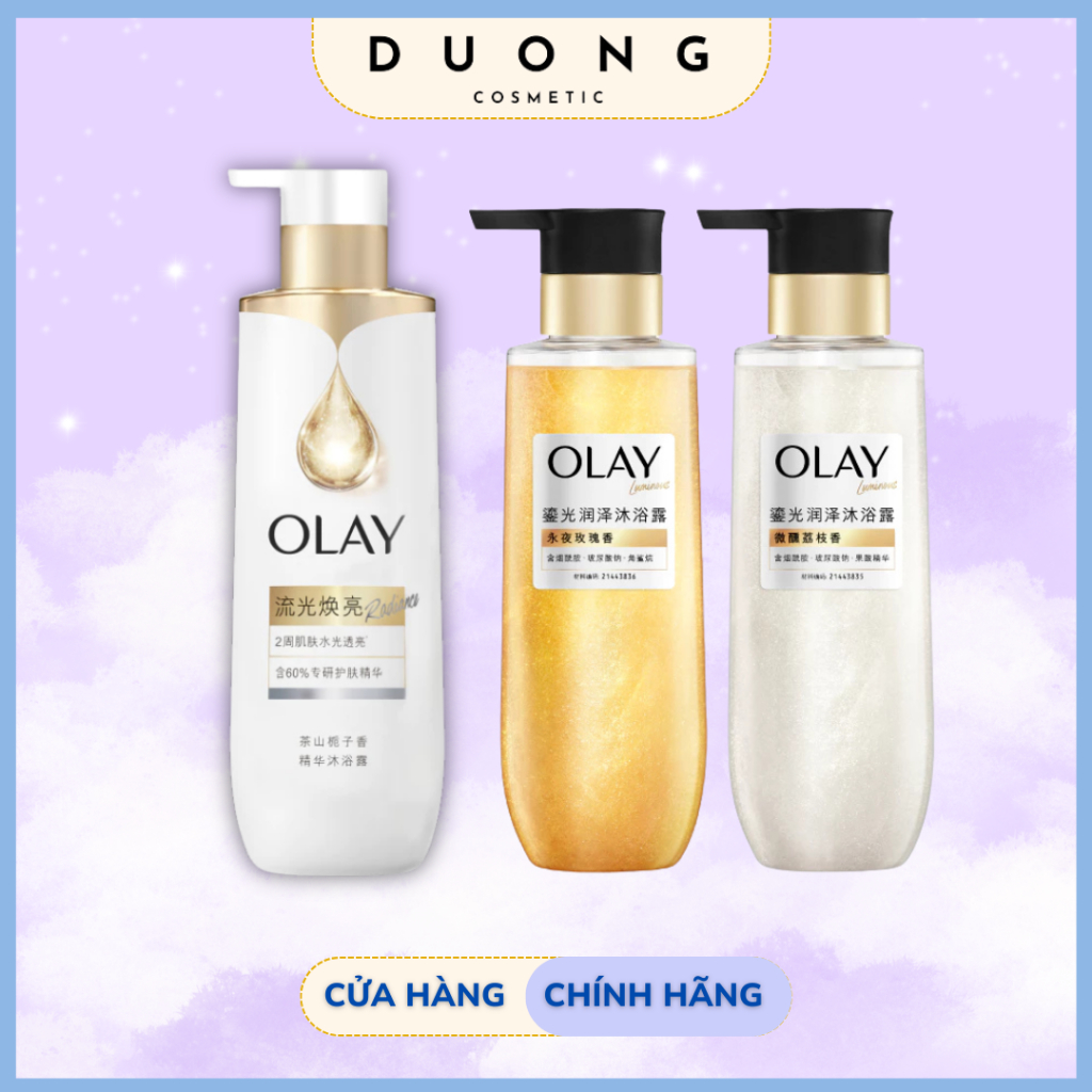 Sữa Tắm Sáng Da OLAY B3 Hương Hoa Dành Dành và Olay Luminous Hương Hoa Hồng/ Trái Vải