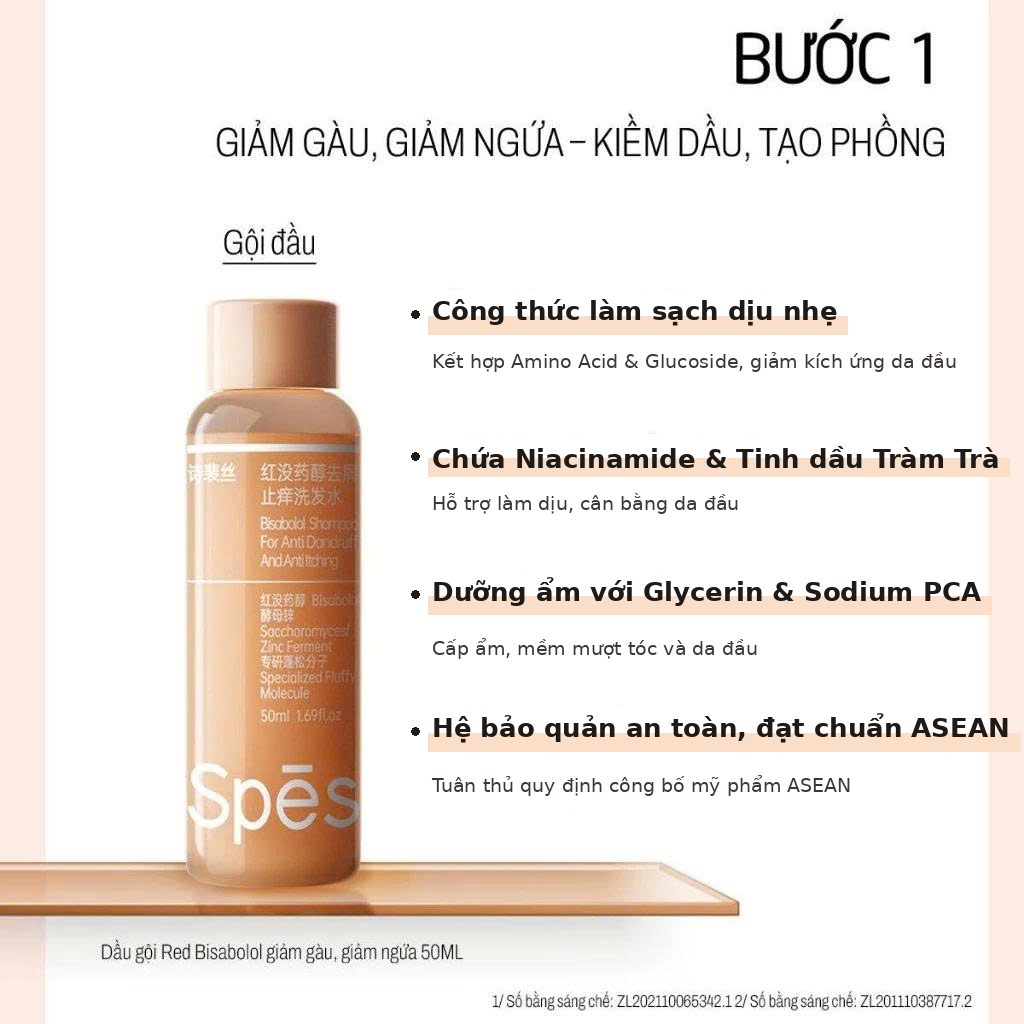 Set Du lịch SPES Travel Kit 50ml x3 - Dầu gội, Dầu xả & Sữa tắm hương nước hoa, tiện lợi nhỏ gọn