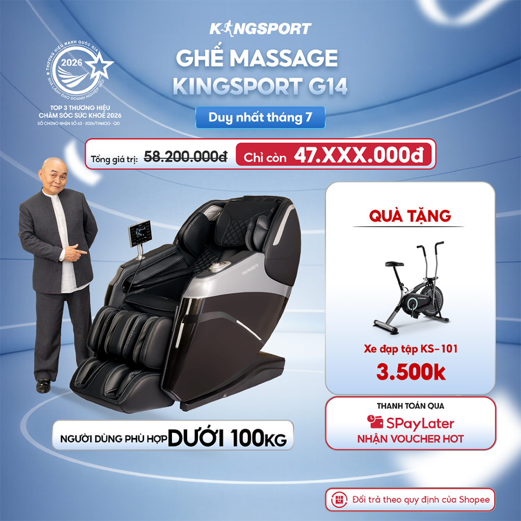 CHỈ GIAO MIỀN NAM | Ghế massage KINGSPORT G14 công nghệ massage Kingtech Touch Premium, 15 bài massage cao cấp