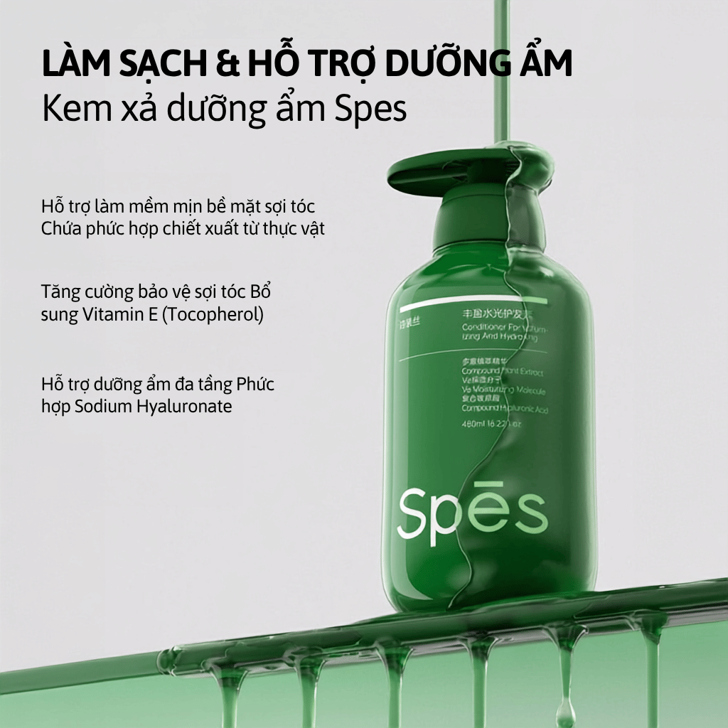 Bộ dầu gội xả SPES làm phồng, hỗ trợ giảm gãy rụng, giúp tóc chắc khỏe bồng bềnh 480ml