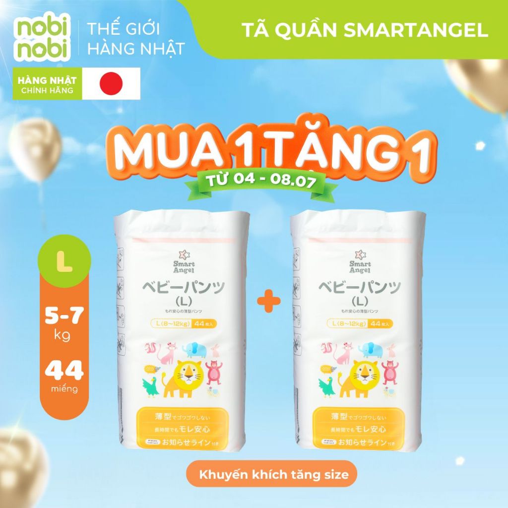 [MUA 1 TẶNG 1] Tã quần SmartAngel Size L44 cho bé_TĂNG SIZE