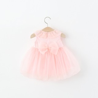 Váy công chúa bé gái dự tiệc QCCC 9th-4 tuổi thun cotton xòe phồng phối nơ kiểu dáng đơn giản D1357