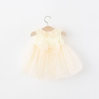 Váy công chúa bé gái dự tiệc QCCC 9th-4 tuổi thun cotton xòe phồng phối nơ kiểu dáng đơn giản D1357