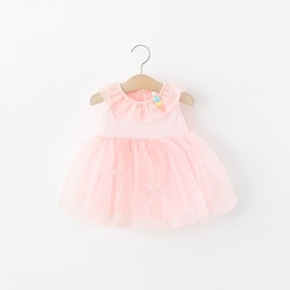 Váy công chúa bé gái dự tiệc QCCC 9th-4 tuổi thun cotton xòe phồng phối nơ kiểu dáng đơn giản D1357
