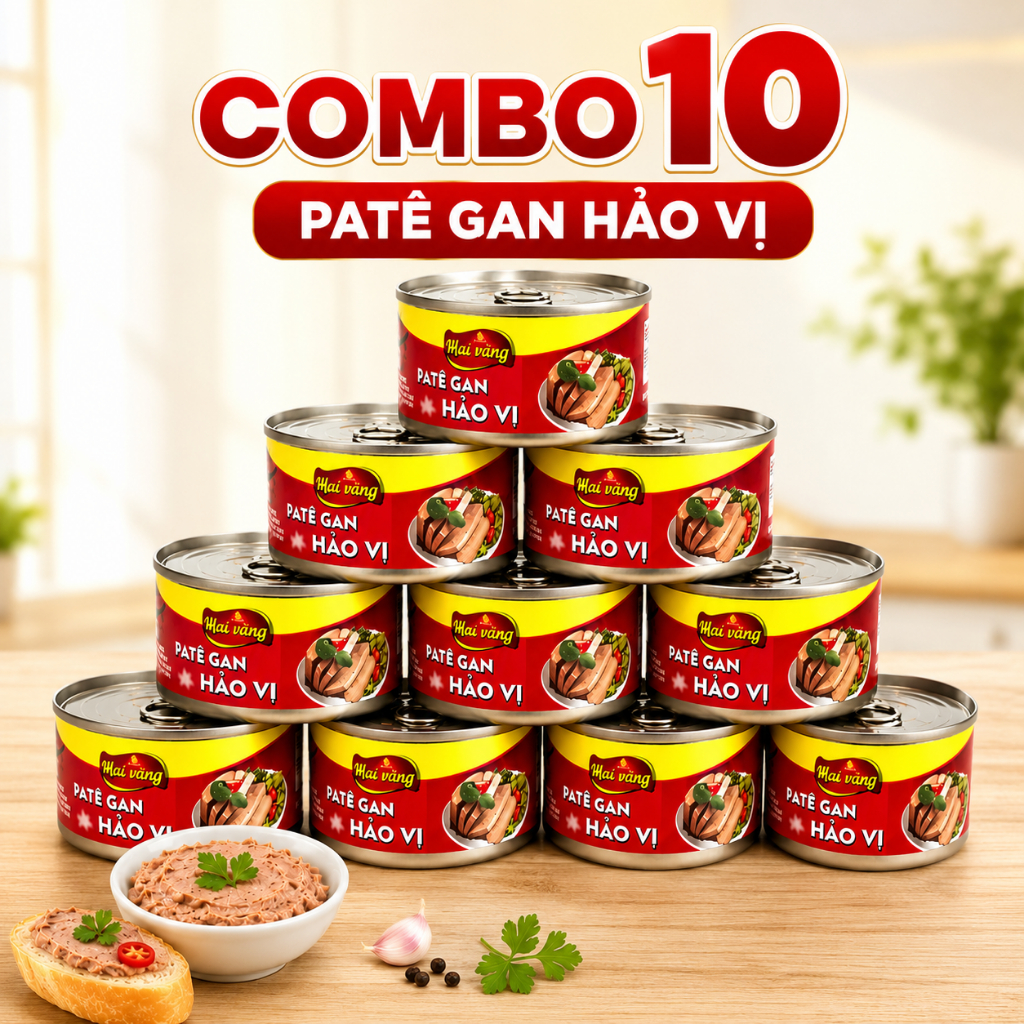[ COMBO 10 HỘP ] Patê Gan Hảo Vị Vissan – Date 2029, HSD 36 Tháng, Ăn Liền Tiện Lợi