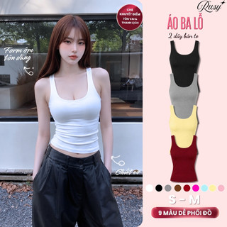 Áo Tank Top Nữ Rusy Cổ U Thun Borip Form Body Ôm Dáng Co Giãn 4 Chiều Basic 2S06