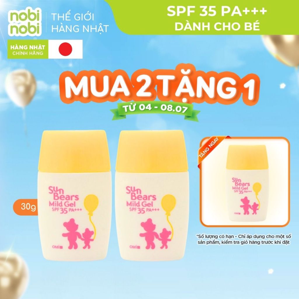 [MUA 2 TẶNG 1] Kem chống nắng Omi Sun Bears dịu nhẹ cho trẻ emSPF35 PA+++ 30g