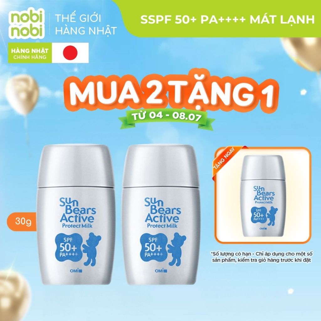 [MUA 2 TẶNG 1] Kem chống nắng Omi Sun Bears chống thấm nước, lâu trôi & mát lạnh  SPF 50+ PA++++ 30g (Hàng chính hãng)