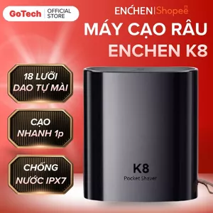 Máy cạo râu Enchen K8 đầu cạo 2D chống nước 100%, 18 lưỡi dao tự mài, Cạo không đau rát, BH 12 tháng
