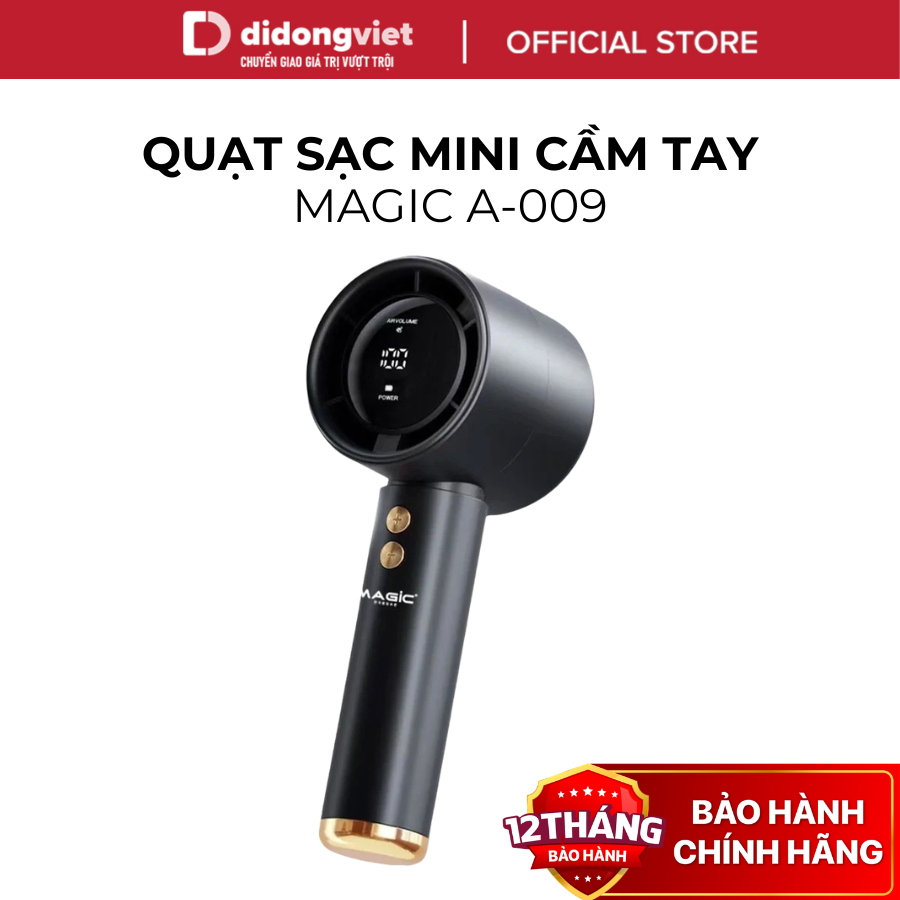 Quạt Sạc Cầm Tay Mini Magic A-009 - Nhỏ Gọn, 3 Cấp Độ Gió, Pin Sạc Tiện Lợi - Hàng Chính Hãng