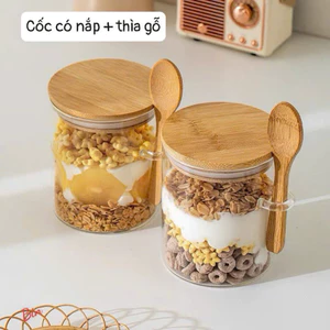 Hũ đựng gia vị bằng thủy tinh kèm muỗng tre dung tích 450ML gọn gàng xinh sẵn cho mọi gia đình