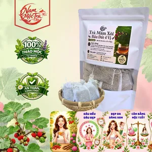 Trà mâm xôi 4 Vị , Mâm Xôi, Bầu Đất ,Lá Ổi, Cỏ Ngọt, điều kinh, dâu đều, dày niêm mạc, ivf