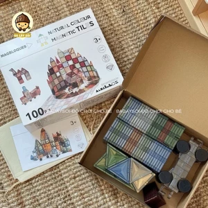 100 Chi Tiết - Bộ chơi lắp ghép xếp hình nam châm ánh sáng Magnetic Sticks 4D phát sáng hàng xuất âu cho bé sáng tạo