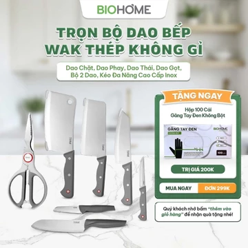 [BIOHOME] Bộ 6 Dao Bếp Trọn Bộ Cao Cấp WAK – Dao Chặt, Dao Phay, Dao Thái, Dao Gọt, Bộ 2 Dao, Kéo Đa Năng Cao Cấp Inox