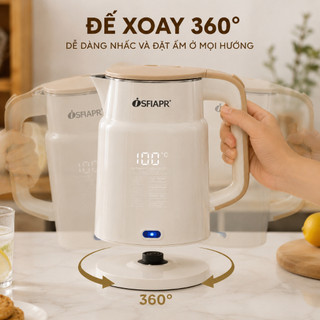Ấm Siêu Tốc Đun Nước Nhanh 2L - Bình Đun Nước Siêu Tốc Inox Dày,Tay Cầm Chống Nóng,Nấu Nước Nhanh