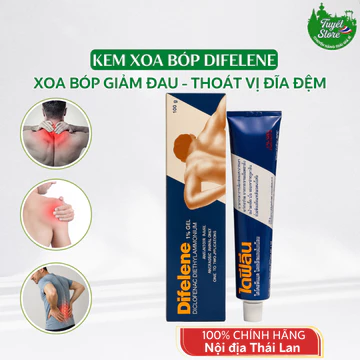 Gel xoa bóp chấn thương DIFELENE, giảm đau mỏi cơ vai gáy, thoát vị đĩa đệm, gel xoa bóp Difelene 1% Thái Lan