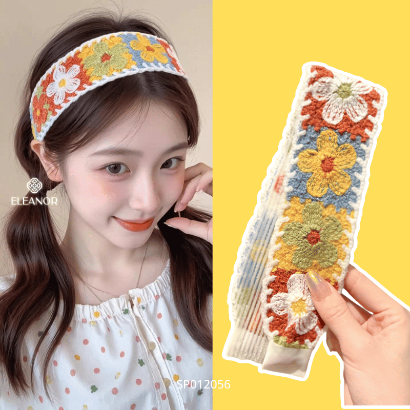 Miếng dán tóc nữ Eleanor Accessories dệt kim hoa nhí dễ thương phụ kiện tóc băng đô dán tóc 12056