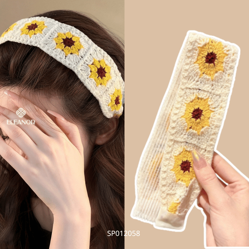 Miếng dán tóc nữ Eleanor Accessories dệt kim hoa nhí dễ thương phụ kiện tóc băng đô dán tóc 12056