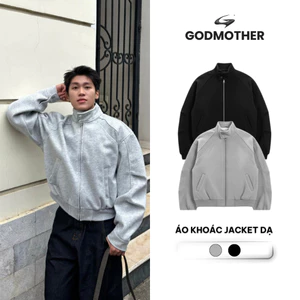 Áo Khoác Jacket Dạ GODMOTHER Dáng Lửng Cổ Trụ Form Rộng Phong Cách Đường Phố Năng Động Menswear