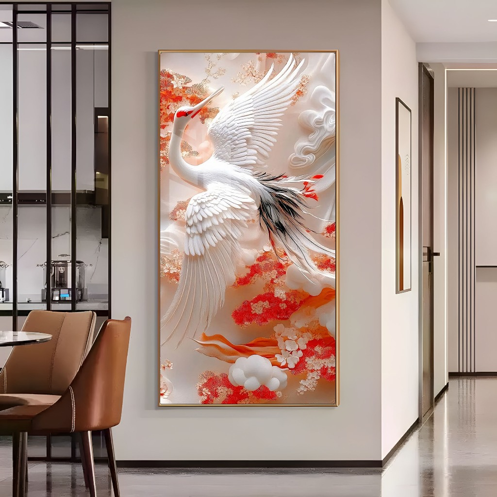 Tranh Tráng Gương "Chim Công " Tranh Decor - Tranh Treo Phòng khách, Tranh Treo phòng ngủ, Tranh tráng gương cao cấp