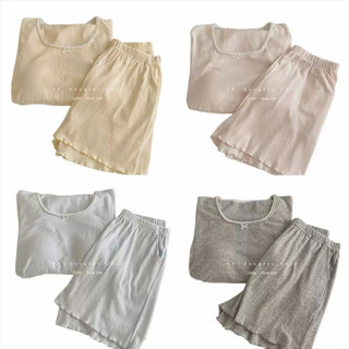 Bộ ngủ cotton cổ tròn có đệm ngực sẵn quần đùi Songfei