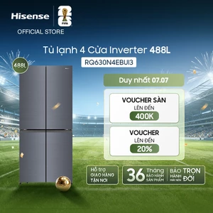 Tủ lạnh 4 Cửa Hisense 488L Inverter RQ630N4EBUI3 - Tiết kiệm | Tự làm đá | Kết nối Wifi - BH 3 Năm - Miễn Phí Giao Hàng
