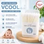 Combo 3 Hộp 200 tăm bông VCOOL cho bé, que 2 đầu dẹt và tròn ( 600 cái )