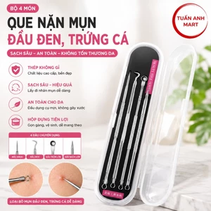 Combo 2 Bộ 4 món que nặn mụn đầu đen, trứng cá, cám thần thánh
