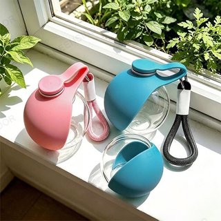 Bình Nước Cho Thú Cưng với Bát Silicone Gập Lại, 285Ml, Chống Rò Rỉ, Cốc Du Lịch Cho Chó Và Mèo, Phù Hợp Cho Hoạt Động N