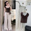 Set dài áo kiểu ren xô phối borip q suông bi