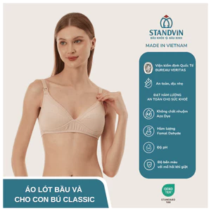 Áo Lót Bầu Và Cho Con Bú Classic,Thương Hiệu STANDVIN- Bầu Khoẻ & Bầu Xinh,Không Gọng,Đệm Mỏng,Cố Định