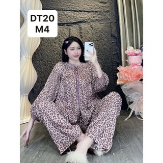 DT20-Tay dài quần dài cổ nhún mặc nhà nữ tole lanh thấm hút mồ hôi 45kg-70kg